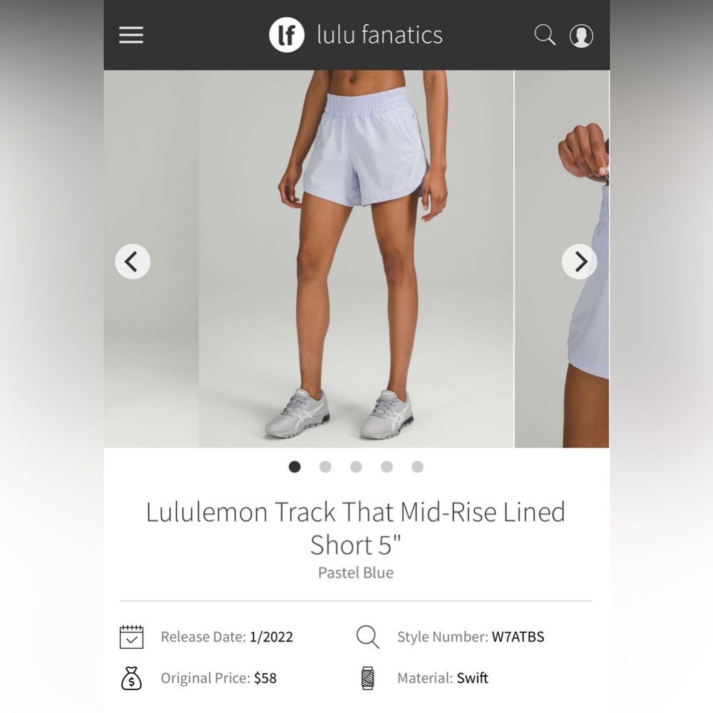 Lululemon Track That Short Pastel Blue